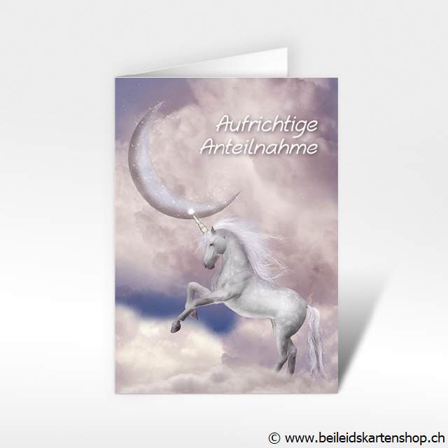 Beileidskarten/Trauerkarten mit Einhorn Pferd